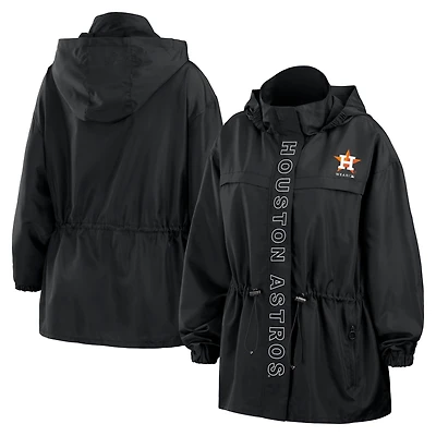 Veste à capuche coupe-vent entièrement zippée WEAR by Erin Andrews pour femmes, noire, Houston Astros