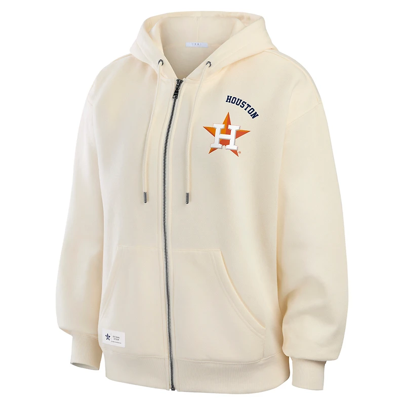 Sweat à capuche zippé crème Houston Astros pour femme de la marque WEAR by Erin Andrews
