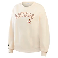 Women's WEAR by Erin Andrews Cream Houston Astros Heavyweight Crew Neck Sweatshirt