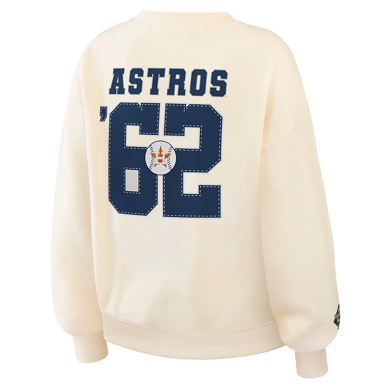 Women's WEAR by Erin Andrews Cream Houston Astros Heavyweight Crew Neck Sweatshirt