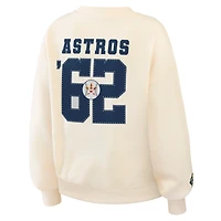 Women's WEAR by Erin Andrews Cream Houston Astros Heavyweight Crew Neck Sweatshirt