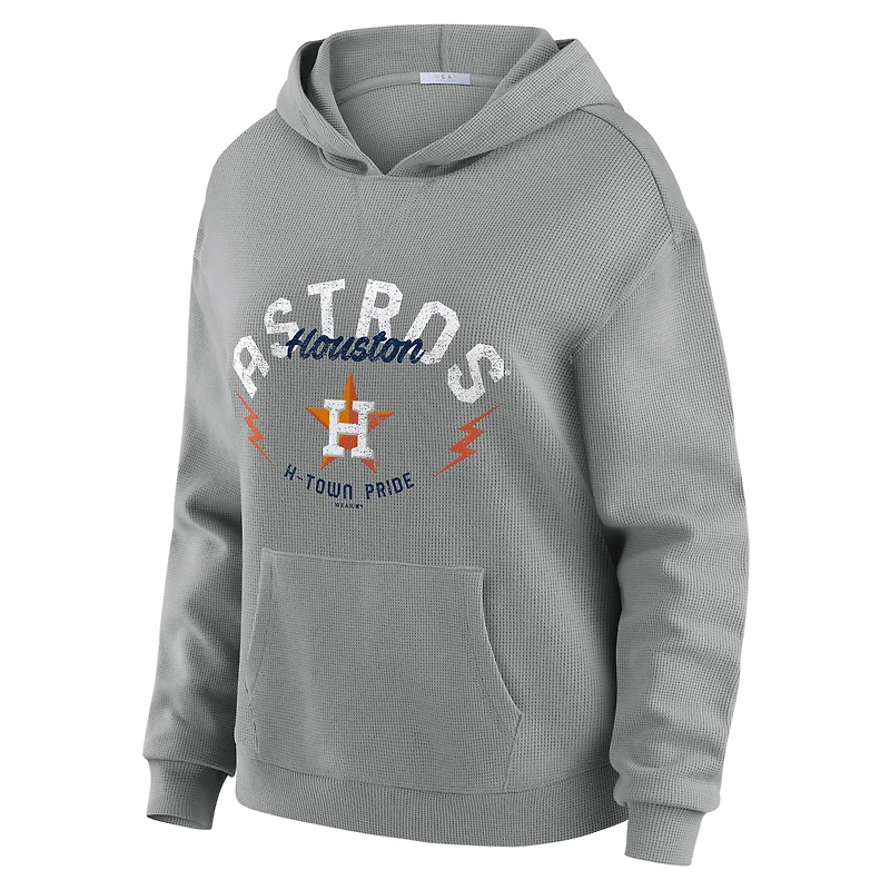 Women's WEAR by Erin Andrews Gray Houston Astros Waffle-Knit Long-Sleeve Hoodie & Lounge Pant Set