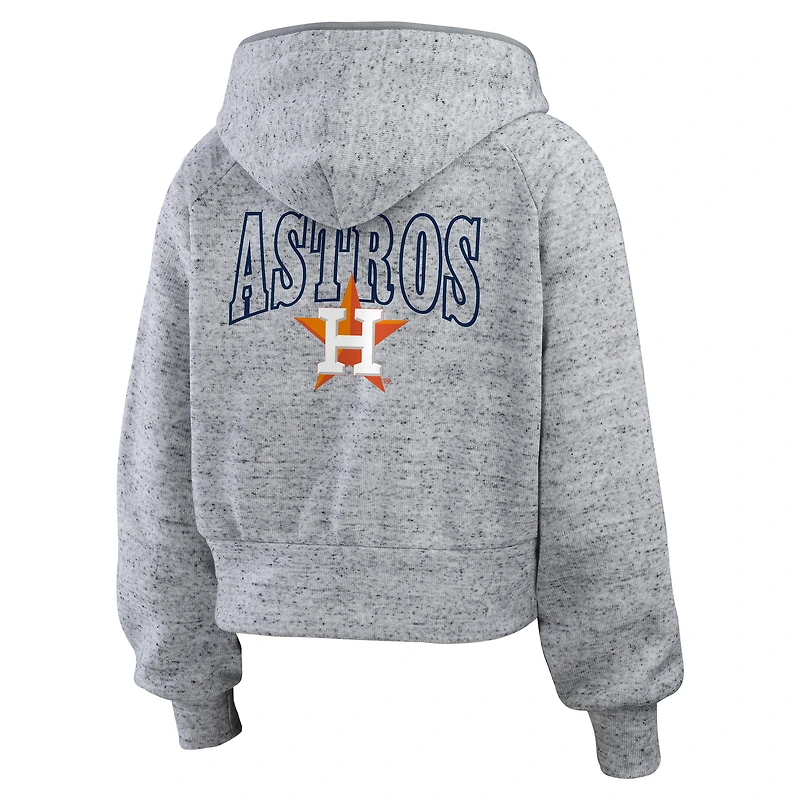 Women's WEAR by Erin Andrews  Heather Gray Houston Astros Speckled Fleece Cropped Full-Zip Hoodie