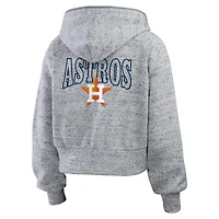 Women's WEAR by Erin Andrews  Heather Gray Houston Astros Speckled Fleece Cropped Full-Zip Hoodie