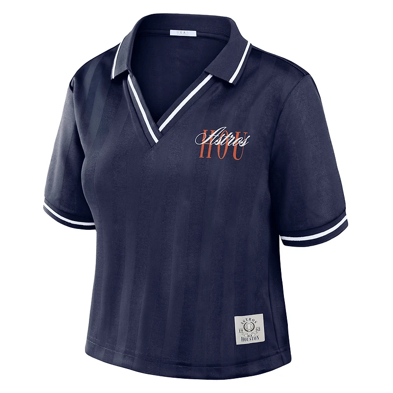 Polo court à col en V bleu marine Houston Astros de la marque WEAR by Erin Andrews pour femmes