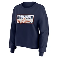 Women's WEAR by Erin Andrews Navy Houston Astros Heavy Rugby Jersey Cropped Long Sleeve T-Shirt & Shorts Lounge Set