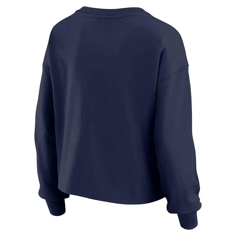 Women's WEAR by Erin Andrews Navy Houston Astros Heavy Rugby Jersey Cropped Long Sleeve T-Shirt & Shorts Lounge Set