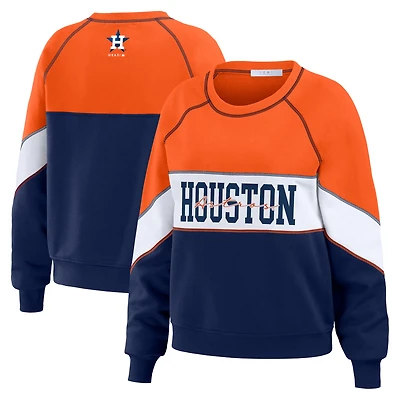 Sweat-shirt WEAR by Erin Andrews orange/marine Houston Astros Color Block à col rond pour femmes