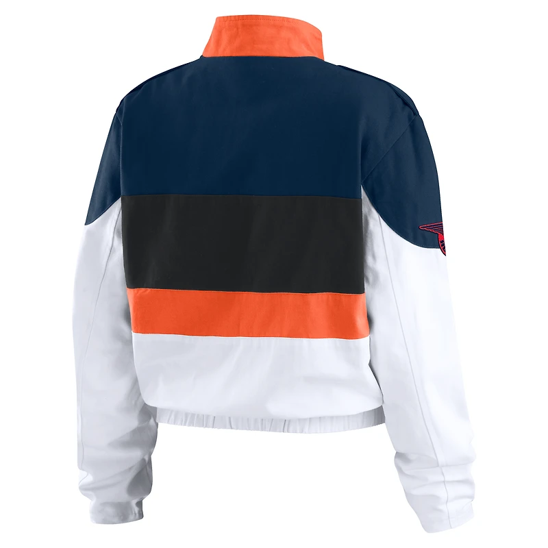 Veste zippée orange/blanche Houston Astros Racing pour femme WEAR by Erin Andrews