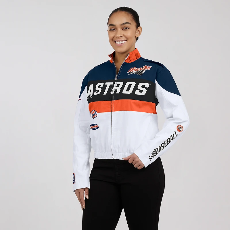 Women's WEAR by Erin Andrews Orange/White Houston Astros Racing Full-Zip Jacket