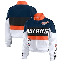 Veste zippée orange/blanche Houston Astros Racing pour femme WEAR by Erin Andrews