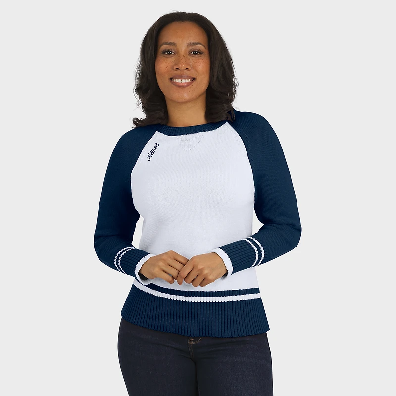 Women's WEAR by Erin Andrews White Houston Astros Colorblock Raglan Sweater