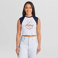 Women's WEAR by Erin Andrews White Houston Astros Cooperstown Cropped Raglan Tank Top