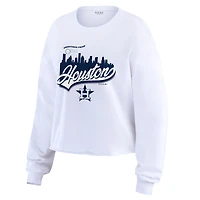 T-shirt à manches longues pour femme WEAR by Erin Andrews, motif carte postale nationale des Astros de Houston, blanc