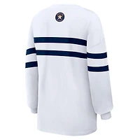 Women's WEAR by Erin Andrews  White Houston Astros Oversized Long Sleeve Striped T-Shirt