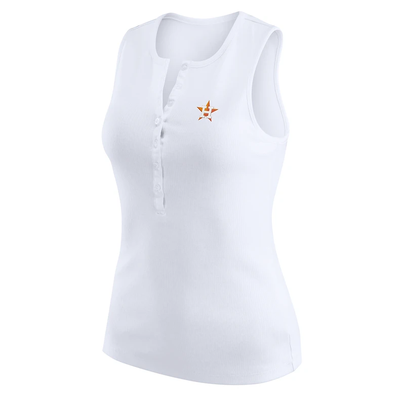 Women's WEAR by Erin Andrews White Houston Astros Rib-Knit Henley Tank Top