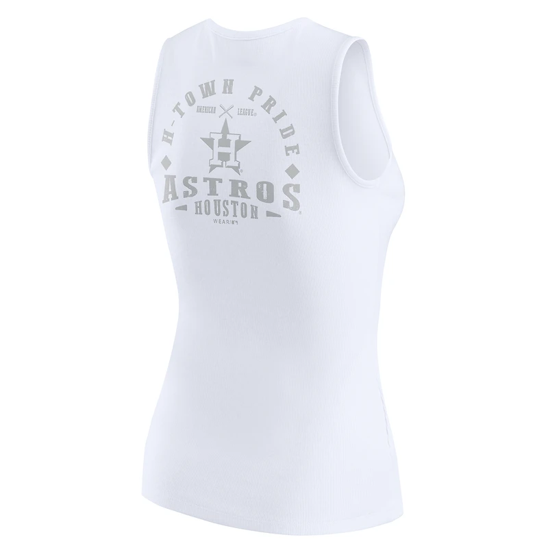 Women's WEAR by Erin Andrews White Houston Astros Rib-Knit Henley Tank Top