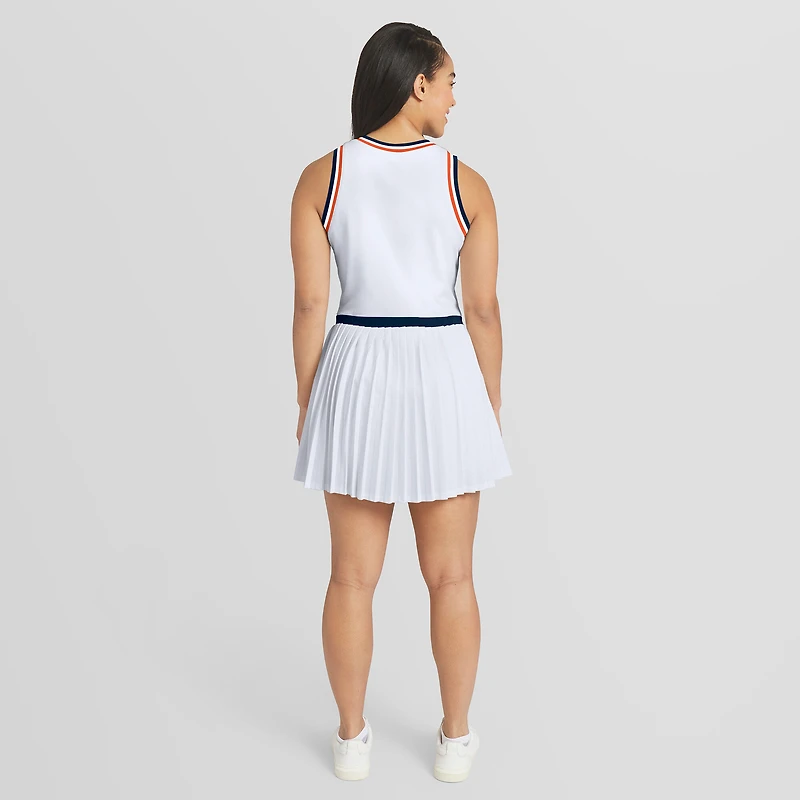 Women's WEAR by Erin Andrews White Houston Astros Zip-Front Pleated Tri-Blend Scoop Neck Tank Dress