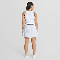 Women's WEAR by Erin Andrews White Houston Astros Zip-Front Pleated Tri-Blend Scoop Neck Tank Dress