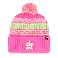 Bonnet en tricot à revers Polar Vortex rose pour jeunes '47 des Houston Astros avec pompon