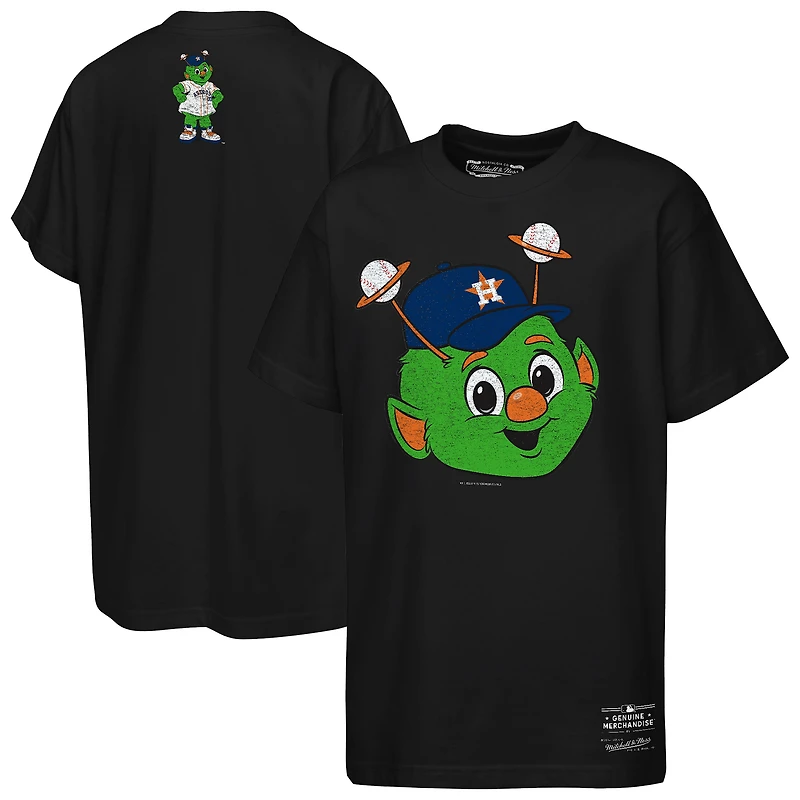 T-shirt Mitchell & Ness noir pour enfants, mascotte des Astros de Houston, grand visage