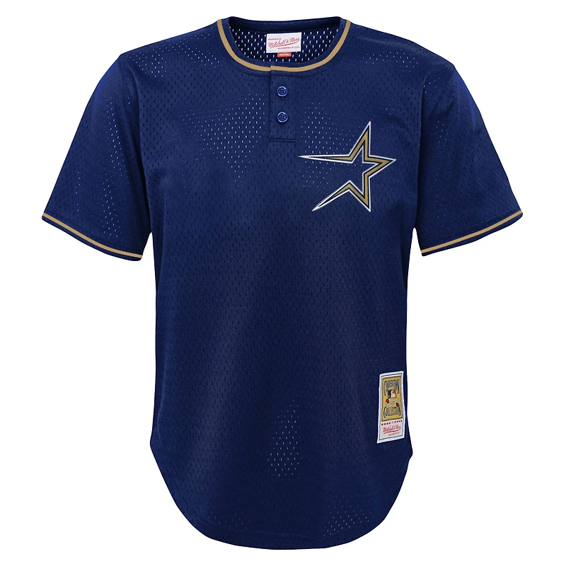 Maillot d'entraînement au bâton en maille pour jeunes Mitchell & Ness Craig Biggio, Houston Astros Cooperstown Collection, bleu marine