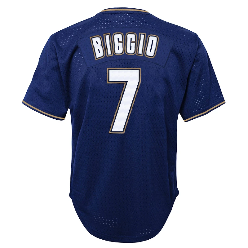 Maillot d'entraînement au bâton en maille pour jeunes Mitchell & Ness Craig Biggio, Houston Astros Cooperstown Collection, bleu marine