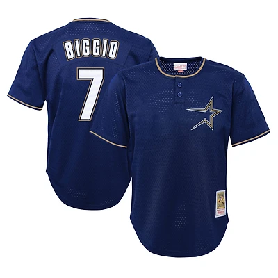 Maillot d'entraînement au bâton en maille pour jeunes Mitchell & Ness Craig Biggio, Houston Astros Cooperstown Collection, bleu marine