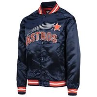 Youth Mitchell & Ness Navy Houston Astros Cooperstown Collection Raglan Satin Full-Snap Jacket