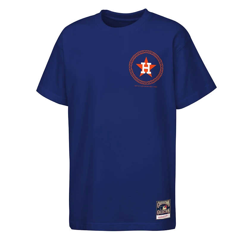 T-shirt Mitchell & Ness bleu marine Houston Astros Cooperstown Rodeo Rope pour enfant