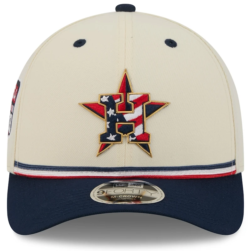 Youth New Era Cream/Navy Houston Astros USA 250 9FORTY M-Crown Adjustable Hat
