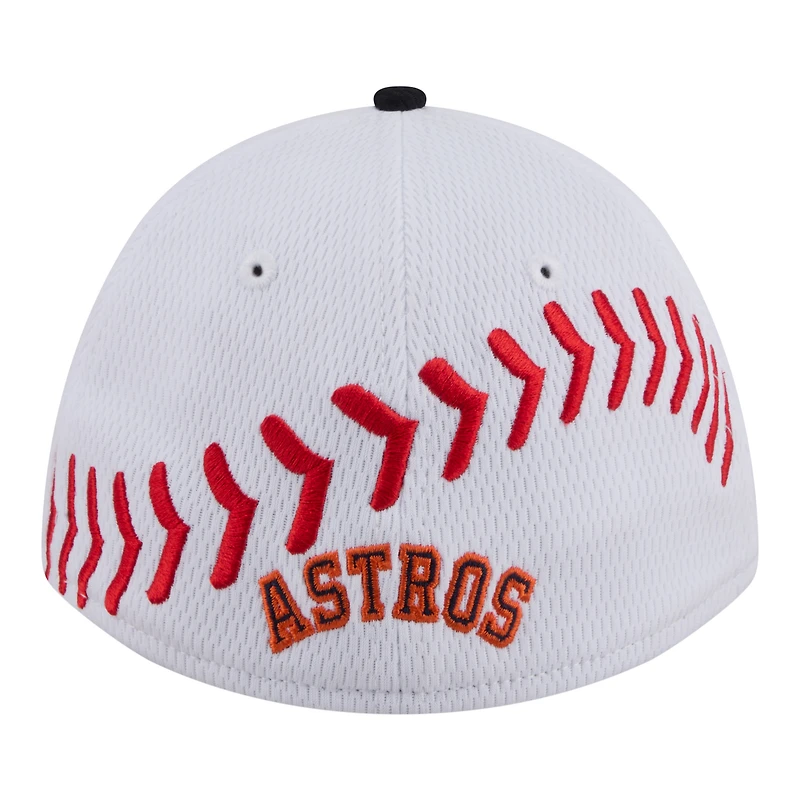 Youth New Era White/Navy Houston Astros Baseball 39THIRTY M-Crown Flex Hat