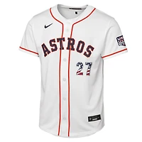 Maillot réplique domicile Nike Jose Altuve blanc Houston Astros USA 250 pour enfant, édition spéciale 4 juillet