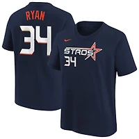 T-shirt Nike bleu marine Nolan Ryan pour jeune, Houston Astros Fuse City Connect, nom et numéro
