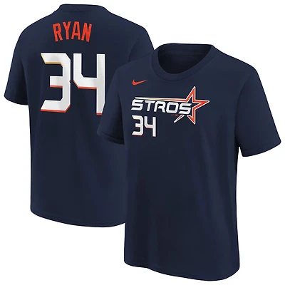 T-shirt Nike bleu marine Nolan Ryan pour jeune, Houston Astros Fuse City Connect, nom et numéro