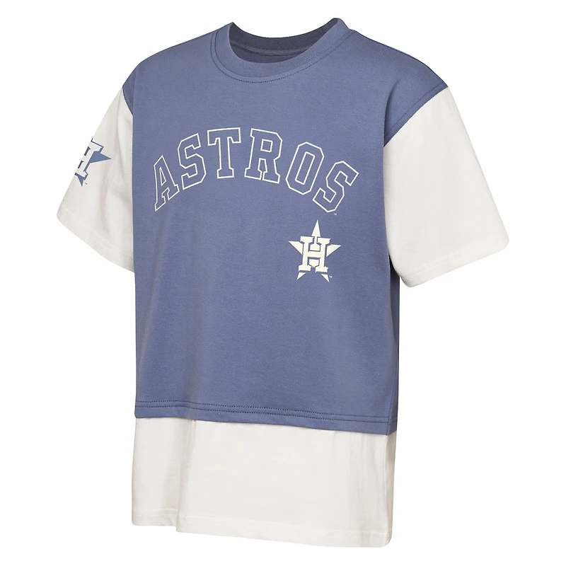 Youth Outerstuff  Navy/Cream Houston Astros Ultimate Pastels Premium Double Run T-Shirt