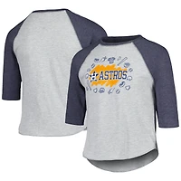 Youth Soft as a Grape Heather Gray Houston Astros Raglan 3/4 Sleeve T-Shirt