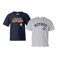 Youth Soft as a Grape  Navy/Heather Gray Houston Astros 2-Pack Logo T-Shirt Set