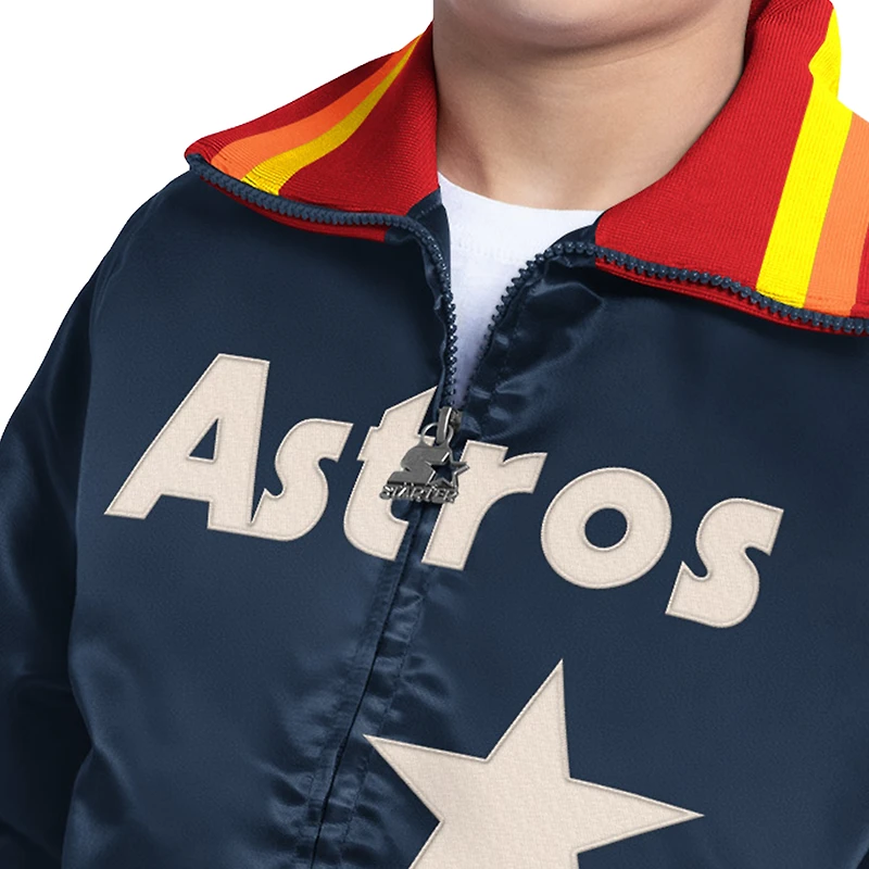 Veste universitaire zippée intégrale Starter Navy Houston Astros The Captain Jr. Collection Cooperstown
