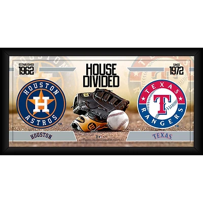 Collage de baseball encadré de 10" x 20" des Astros de Houston contre les Rangers du Texas