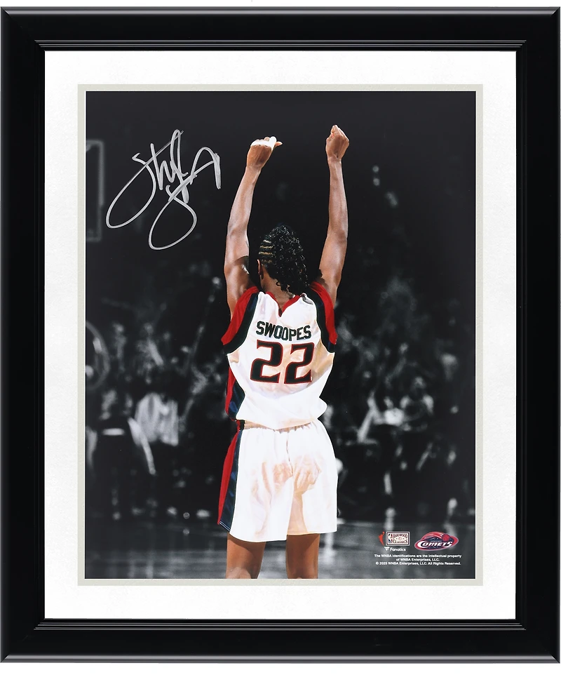 Sheryl Swoopes, photo autographiée des Houston Comets (11 x 14 pouces) célébrant la victoire
