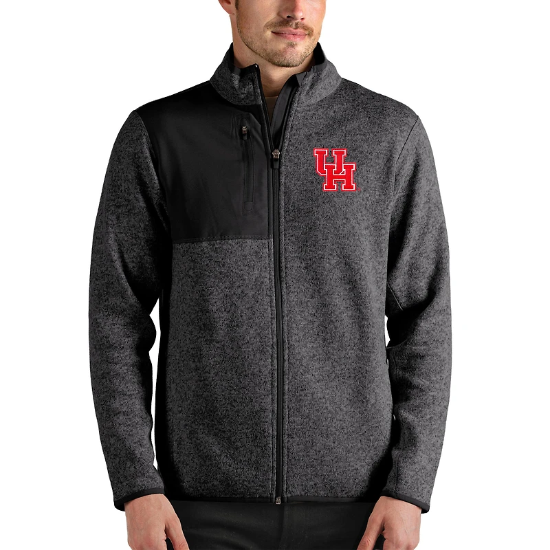 Veste zippée Fortune pour homme, couleur charbon chiné, style Antigua des Houston Cougars