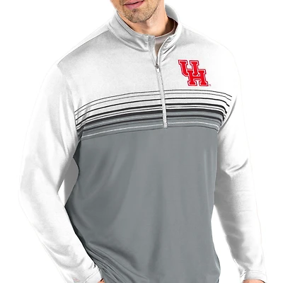 Veste à enfiler Pace quart de zip pour homme, blanc/gris, des Houston Cougars