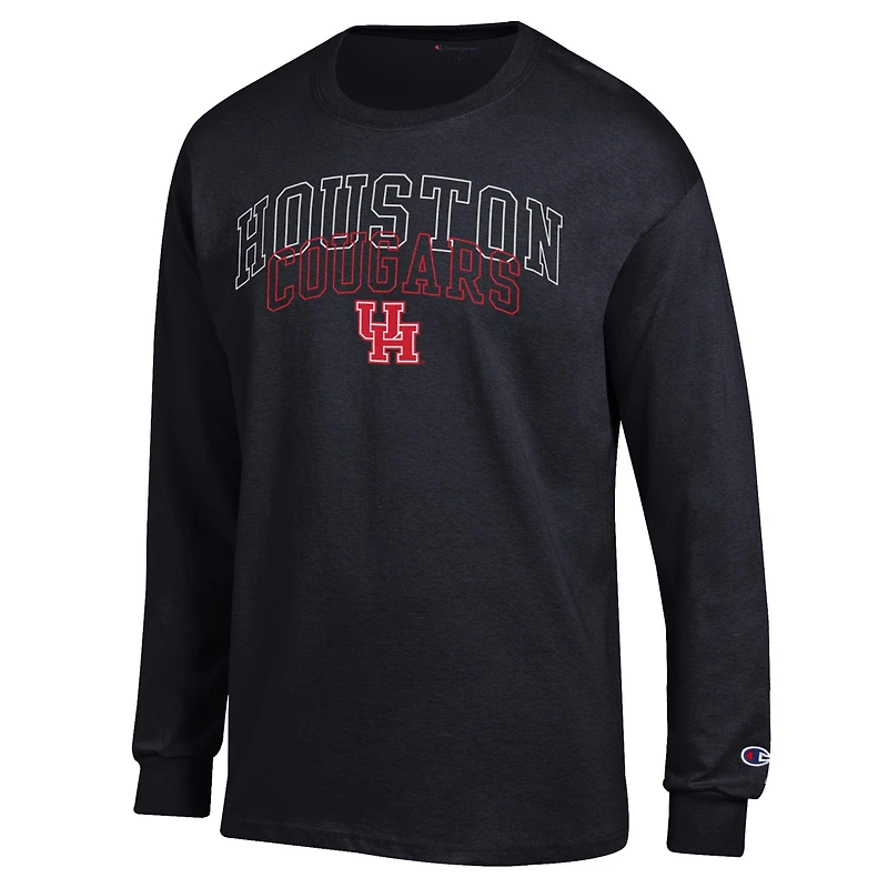 Men's Champion Black Houston Cougars Team Long-Sleeve T-Shirt