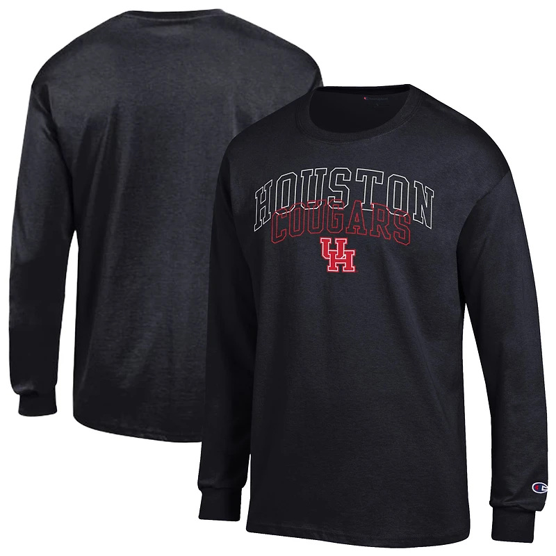 Men's Champion Black Houston Cougars Team Long-Sleeve T-Shirt