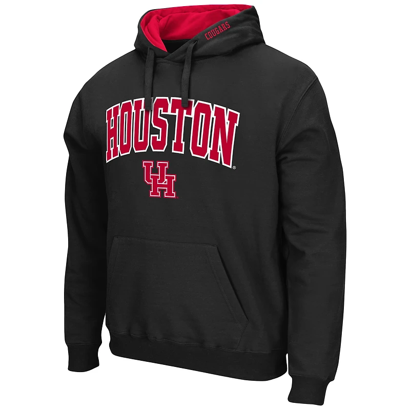 Men's Colosseum Black Houston Cougars Arch & Logo 3.0 Pullover Hoodie