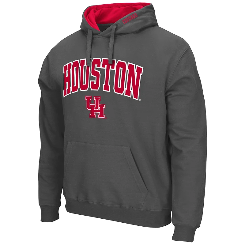 Men's Colosseum Charcoal Houston Cougars Arch and Logo Pullover Hoodie