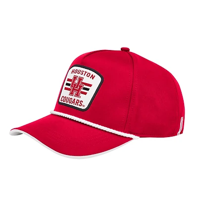 Casquette ajustable Colosseum Red Houston Cougars pour homme avec logo sur le podium