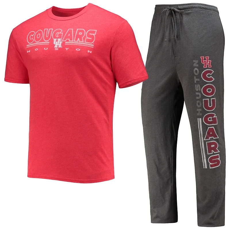 Men's Concepts Sport Heathered Charcoal/Red Houston Cougars Meter Top & Pants Sleep Set