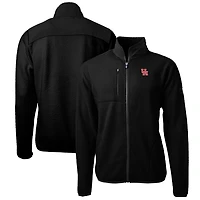 Men's Cutter & Buck Black Houston Cougars Big Tall Cascade Eco Sherpa Fleece Full-Zip Jacket